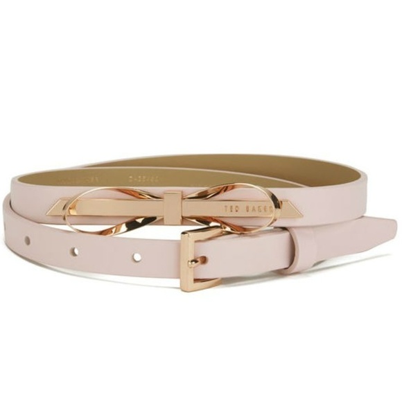 ?TED BAKER? Pink Rose Gold Skinny Bow Belt main image 8
